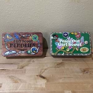 Girl Scout Memories & Peace Out Decorative Tins - Set of 2